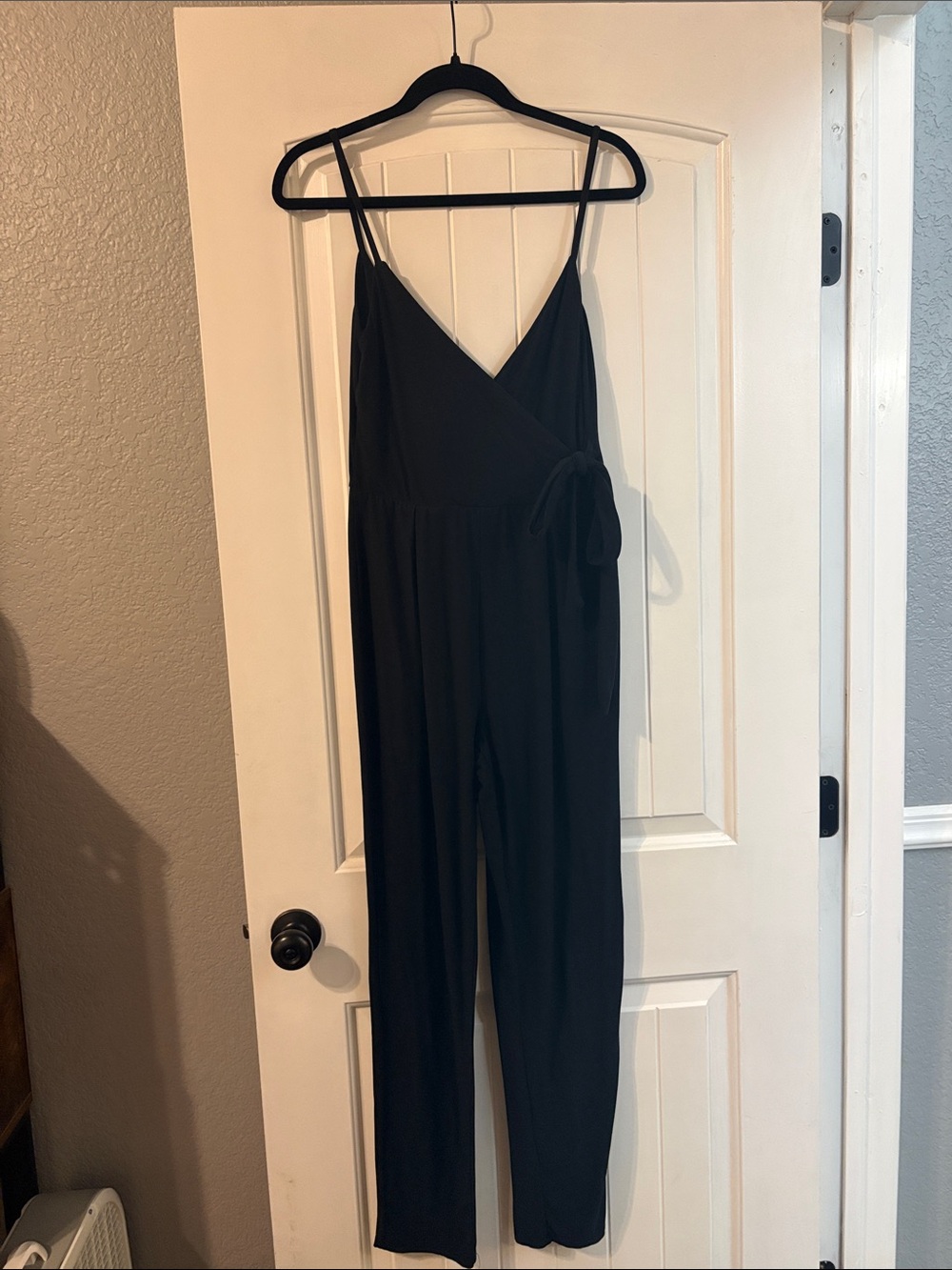 Derek Heart Black Wrap-Front Spaghetti Strap Jumpsuit